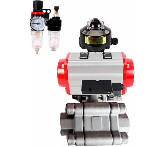 Кран шаровой DN.ru 316-316-PTFE-FP-SW-ISO-H Ду40 Ру63 под приварку, пневмопривод SA-105, пневмораспр. 24VDC, БКВ LSB-510 Ex, БПВ D160-76450