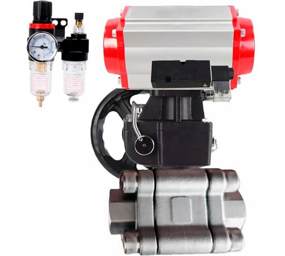 Кран шаровой DN.ru 316-316-PTFE-FP-SW-ISO-H Ду65 Ру63 под приварку, пневмопривод DA-105, пневмораспр. 24VDC, дублёр HDM-2, БПВ D160-76134