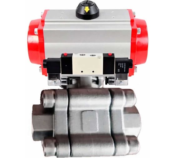 Кран шаровой DN.ru 316-316-PTFE-FP-SW-ISO-H Ду80 Ру63 под приварку, пневмопривод SA-140, пневмораспр. (2EM) 220VAC D160-76547