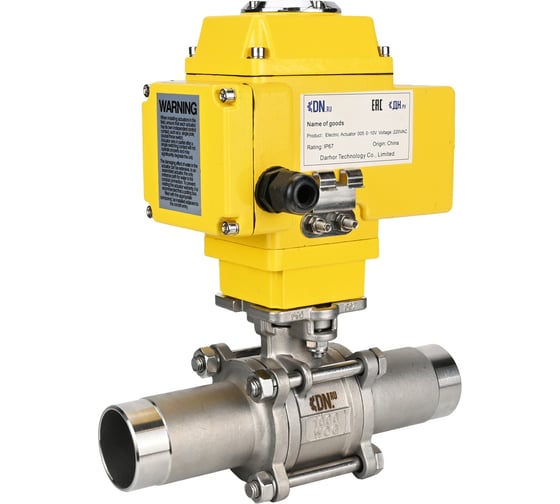 Кран шаровой DN.ru 316-316-PTFE-W-ISO-H LONG Ду15 Ру63 316 под приварку, эл.привод QT-005-220-0-10В DAR gander D160-75488