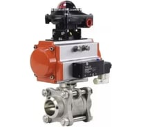 Кран шаровой DN.ru КШПП 316.200-ISO Ду100 Ру25, пневмопривод DA-105, пневмораспределитель 220VAC, БКВ LSB-510 (EX), БПВ D160-74344