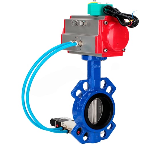 Затвор дисковый DN.ru GGG50-316L-EPDM Ду100 Ру16, пневмопривод DA-083, пневмораспределитель 220VAC, магнитный переключатель МППП-200 D050-86004