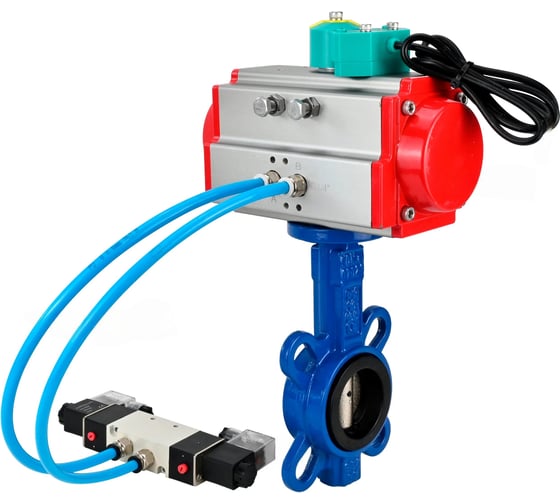 Затвор дисковый DN.ru GGG50-GGG40-EPDM Ду65 Ру16, пневмопривод DA-065, пневмораспределитель 220VAC, переключатель МППП-200 D050-85972