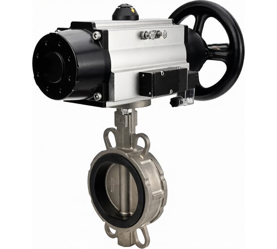 Затвор дисковый DN.ru QT450-304-NBR-2W-Fb-H Ду150 Ру16 LUG, пневмопривод DA-105, пневмораспределитель 220VAC, переключатель МППП-200 D050-86194 1