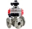 Кран шаровой DN.ru 316-316-PTFE-FP-3L-F-ISO-H Ду20 Ру16 HYMT, 3-ходовой L-тип фланцевый, пневмопривод SA-065, пневмораспр. 24VDC, БКВ LSB-410 Ex D160-77184 1