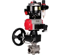 Кран шаровой DN.ru 316-316-PTFE-FP-W-ISO-H WDVF Ду40 Ру40, пневмопривод DA-065, пневмораспределитель 24VDC, БКВ LSB-510 (EX), руч. дубл. HDM-1, БПВ D160-73240