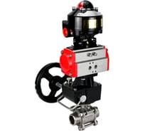 Кран шаровой DN.ru 316-316-PTFE-FP-W-ISO-H WDVF Ду40 Ру40, пневмопривод DA-065, БКВ LSB-510 (EX), ручной дублёр HDM-1 D160-73208