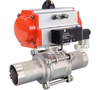 Кран шаровой 316-316-PTFE-W-ISO-H Ду50 Ру40 пневмопривод SA-105, пневмораспределитель 220VAC DN.ru D160-55681