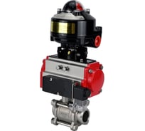 Кран шаровой КШПП 316.200-ISO Ду25 Ру63, пневмопривод SA-083, пневмораспределитель 24VDC, БКВ LSB-510 (EX) DN.ru D160-75050