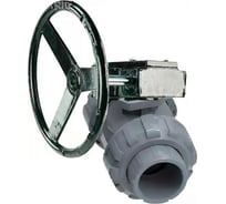 Кран шаровой НПВХ-НПВХ-E-FP-GRM-ISO Дн50 Ру10, клеевой, редуктор RDN-2 DN.ru D160-65167