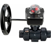 Кран шаровой НПВХ-НПВХ-E-FP-GRM-ISO Дн50 Ру10, клеевой, редуктор HGB-1 с указателем положения DN.ru D160-77835