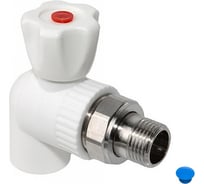 Белый кран шаровой для радиатора угловой Imperial ф25-3/4 полипропиленовый PPR 40-904