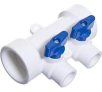 Коллектор полипропиленовый Imperial белый, с кранами, 2 выхода, синий, ф40-20 PPR 40-042