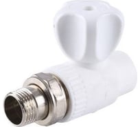 Кран шаровой полипропиленовый для радиатора Imperial прямой, белый ф20-3/4 PPR 40-905