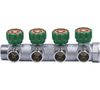 Коллектор VRT 1''x3/4'', евроконус с регулировочными вентилями для подачи водоснабжения, 4 выхода 555988