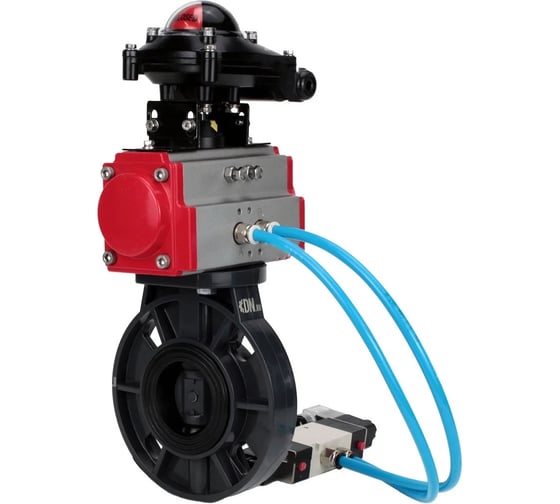 Затвор дисковый DN.ru НПВХ-НПВХ-E-2W-Fb-ISO Дн150 Ру10, пневмопривод DA-083, пневмораспр. (2EM) 220VAC, БКВ LSB-210 D050-89119