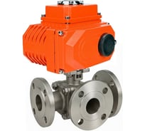 Кран шаровой DN.ru 316-316-PTFE-FP-3L-F-ISO-H Ду80 Ру16 HYMT, 3-ходовой L-тип фланцевый, электропривод QT2-010-24VDC D160-77125