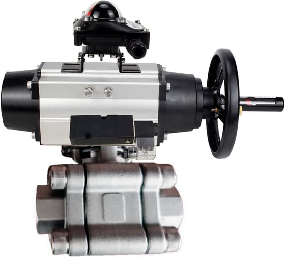 Кран шаровой DN.ru 316-316-PTFE-FP-SW-ISO-H Ду100 Ру63 под приварку, пневмопривод DA-105-1, пневмораспр. 220VAC, БКВ LSB-210 D160-75935 1