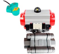 Кран шаровой DN.ru 316-316-PTFE-FP-SW-ISO-H Ду50 Ру63 под приварку, пневмопривод DA-083, пневмораспр. (2EM) 220VAC, МППП-200 D160-76238