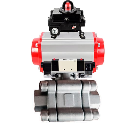 Кран шаровой DN.ru 316-316-PTFE-FP-SW-ISO-H Ду40 Ру63 под приварку, пневмопривод DA-065, пневмораспр. (2EM) 220VAC, БКВ LSB-410 Ex D160-76192 1