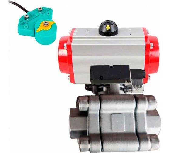 Кран шаровой DN.ru 316-316-PTFE-FP-SW-ISO-H Ду40 Ру63 под приварку, пневмопривод DA-065, пневмораспр. 220VAC, МППП-200 D160-75982 1