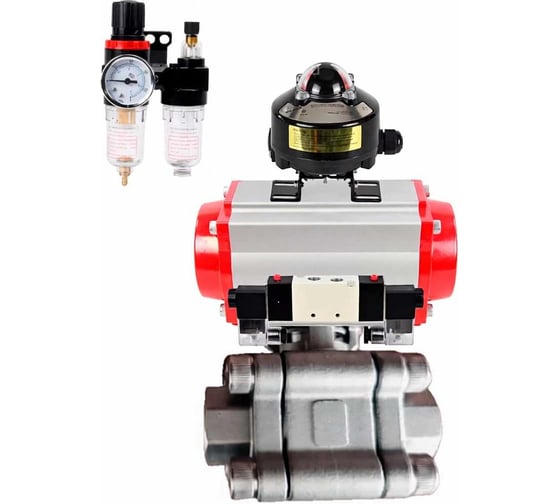 Кран шаровой DN.ru 316-316-PTFE-FP-SW-ISO-H Ду40 Ру63 под приварку, пневмопривод SA-105, пневмораспр. (2EM) 220VAC, БКВ LSB-510 Ex, БПВ D160-76534 1