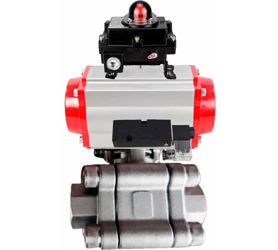 Кран шаровой DN.ru 316-316-PTFE-FP-SW-ISO-H Ду65 Ру63 под приварку, пневмопривод SA-130, пневмораспр. 220VAC, БКВ LSB-410 Ex D160-76405 1