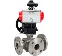 Кран шаровой DN.ru 316-316-PTFE-FP-3L-F-ISO-H Ду80 Ру16 HYMT, 3-ходовой L-тип фланцевый, пневмопривод DA-105, дублёр HDM-3, БКВ LSB-210 D160-77330