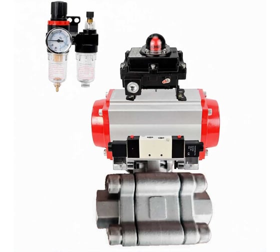 Кран шаровой DN.ru 316-316-PTFE-FP-SW-ISO-H Ду100 Ру63 под приварку, пневмопривод SA-160, пневмораспределитель (2EM) 220VAC, БКВ LSB-410 Ex, БПВ D160-76481 1