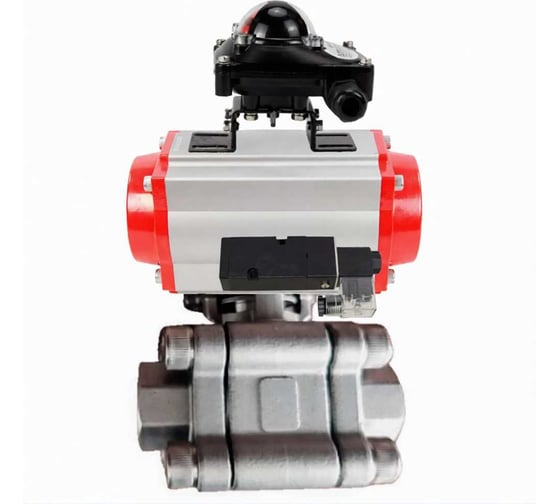 Кран шаровой DN.ru 316-316-PTFE-FP-SW-ISO-H Ду40 Ру63 под приварку, пневмопривод DA-065, пневмораспр. 24VDC, БКВ LSB-210 D160-76087