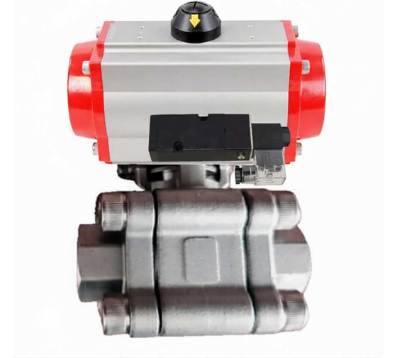 Кран шаровой DN.ru 316-316-PTFE-FP-SW-ISO-H Ду40 Ру63 под приварку, пневмопривод DA-065, пневмораспр. 24VDC D160-76142