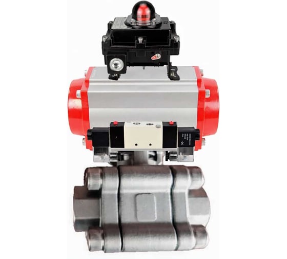Кран шаровой DN.ru 316-316-PTFE-FP-SW-ISO-H Ду40 Ру63 под приварку, пневмопривод SA-105, пневмораспр. (2EM) 220VAC, БКВ LSB-410 Ex D160-76487
