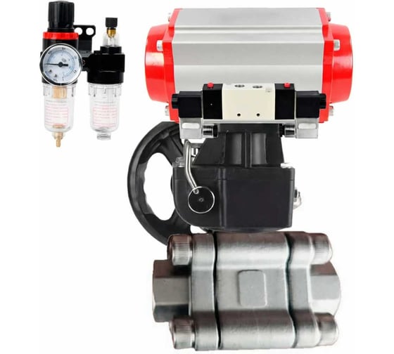 Кран шаровой DN.ru 316-316-PTFE-FP-SW-ISO-H Ду50 Ру63 под приварку, пневмопривод DA-083, пневмораспр. (2EM) 220VAC, дублёр HDM-1, БПВ D160-76218