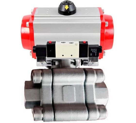 Кран шаровой DN.ru 316-316-PTFE-FP-SW-ISO-H Ду65 Ру63 под приварку, пневмопривод DA-105, пневмораспр. (2EM) 220VAC D160-76314 1