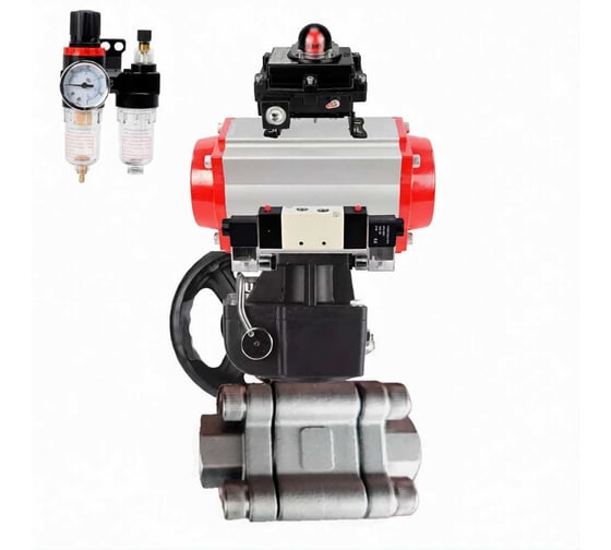 Кран шаровой DN.ru 316-316-PTFE-FP-SW-ISO-H Ду50 Ру63 под приварку, пневмопривод DA-083, пневмораспр. (2EM) 220VAC, БКВ LSB-410 Ex, дублёр HDM-1, БПВ D160-76183