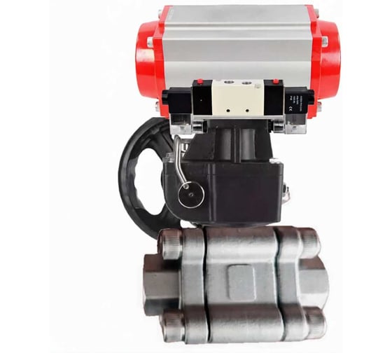 Кран шаровой DN.ru 316-316-PTFE-FP-SW-ISO-H Ду50 Ру63 под приварку, пневмопривод DA-083, пневмораспр. (2EM) 220VAC, дублёр HDM-1 D160-76223