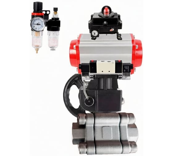 Кран шаровой DN.ru 316-316-PTFE-FP-SW-ISO-H Ду80 Ру63 под приварку, пневмопривод DA-105, пневмораспр. (2EM) 220VAC, БКВ LSB-410 Ex, дублёр HDM-2, БПВ D160-76270 1