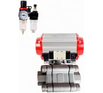 Кран шаровой DN.ru 316-316-PTFE-FP-SW-ISO-H Ду80 Ру63 под приварку, пневмопривод DA-105, пневмораспр. (2EM) 220VAC, БПВ D160-76235