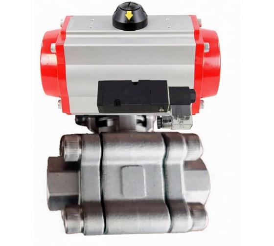 Кран шаровой DN.ru 316-316-PTFE-FP-SW-ISO-H Ду80 Ру63 под приварку, пневмопривод DA-105, пневмораспр. 24VDC D160-76145 1