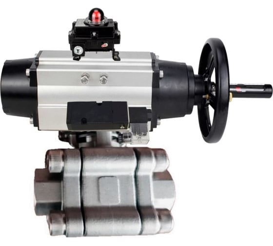 Кран шаровой DN.ru 316-316-PTFE-FP-SW-ISO-H Ду100 Ру63 под приварку, пневмопривод DA-105-1, пневмораспр. 220VAC, БКВ LSB-410 Ex D160-75937 1