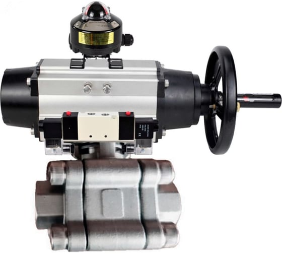 Кран шаровой DN.ru 316-316-PTFE-FP-SW-ISO-H Ду100 Ру63 под приварку, пневмопривод DA-105-1, пневмораспр. (2EM) 220VAC, БКВ LSB-510 Ex D160-75955