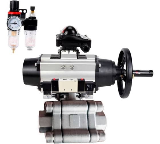 Кран шаровой DN.ru 316-316-PTFE-FP-SW-ISO-H Ду100 Ру63 под приварку, пневмопривод DA-105-1, пневмораспр. (2EM) 220VAC, БКВ LSB-210, БПВ D160-75950