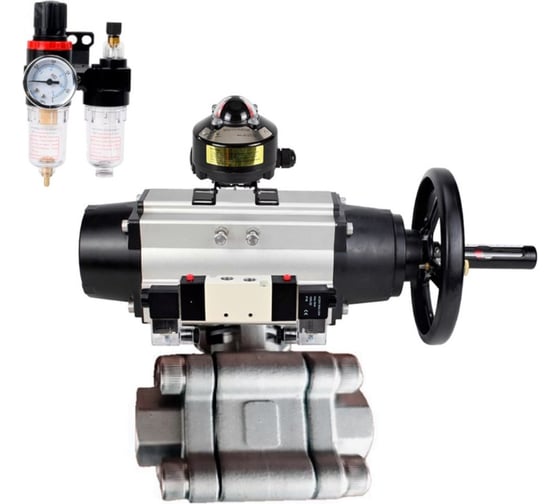 Кран шаровой DN.ru 316-316-PTFE-FP-SW-ISO-H Ду100 Ру63 под приварку, пневмопривод DA-105-1, пневмораспр. (2EM) 220VAC, БКВ LSB-510 Ex, БПВ D160-75954