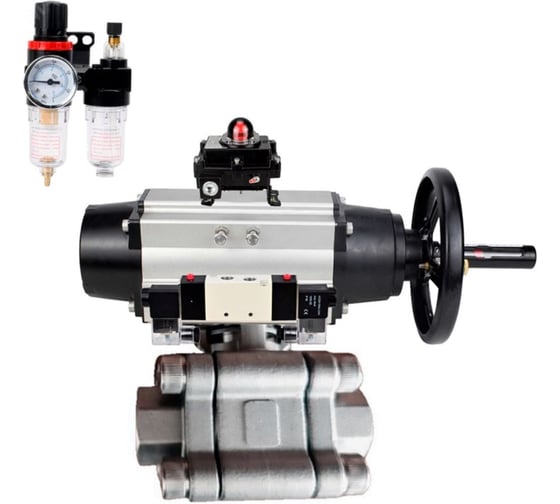 Кран шаровой DN.ru 316-316-PTFE-FP-SW-ISO-H Ду100 Ру63 под приварку, пневмопривод DA-105-1, пневмораспр. (2EM) 220VAC, БКВ LSB-410 Ex, БПВ D160-75952