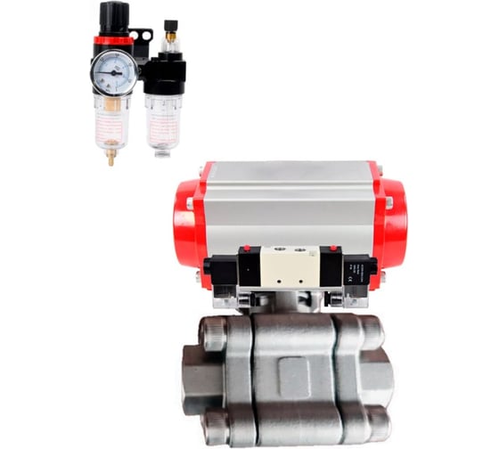 Кран шаровой DN.ru 316-316-PTFE-FP-SW-ISO-H Ду100 Ру63 под приварку, пневмопривод SA-160, пневмораспр. (2EM) 220VAC, БПВ D160-76464