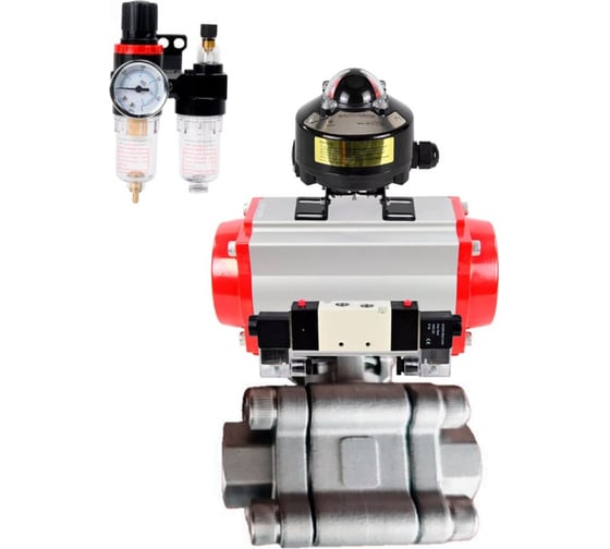 Кран шаровой DN.ru 316-316-PTFE-FP-SW-ISO-H Ду40 Ру63 под приварку, пневмопривод DA-065, пневмораспр. (2EM) 220VAC, БКВ LSB-510 Ex, БПВ D160-76282 1