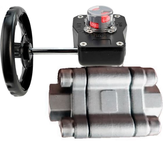 Кран шаровой DN.ru 316-316-PTFE-FP-SW-ISO-H Ду100 Ру63 под приварку, редуктор HGB-3 с индикатором положения D160-75923 1