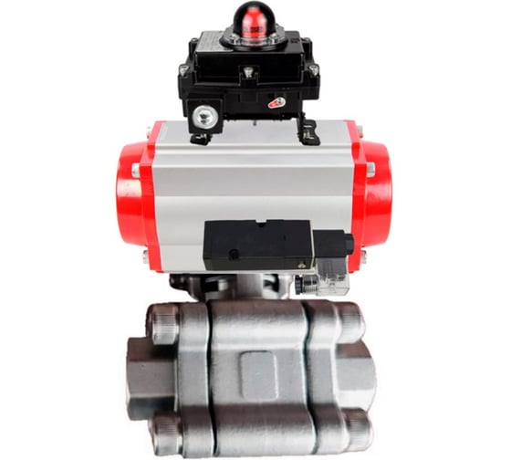 Кран шаровой DN.ru 316-316-PTFE-FP-SW-ISO-H Ду40 Ру63 под приварку, пневмопривод DA-065, пневмораспр. 220VAC, БКВ LSB-410 Ex D160-76022