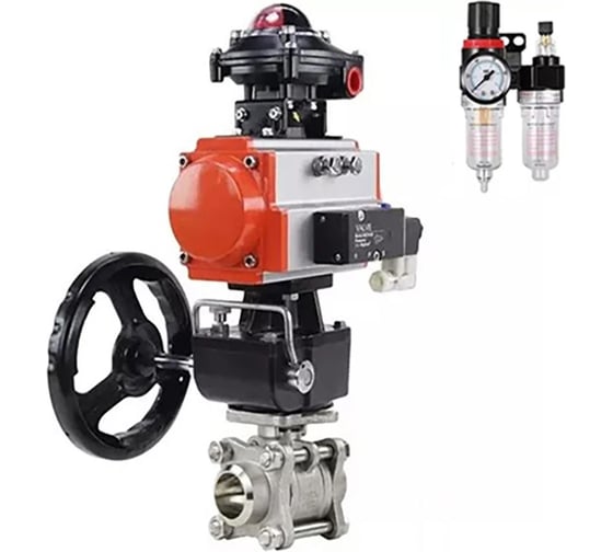Кран шаровой DN.ru КШПП 316.200-ISO Ду40 Ру40, пневмопривод DA-083, пневмораспределитель (2EM) 220VAC, дублёр HDM-2, БКВ LSB-510 (EX), БПВ D160-74939 1