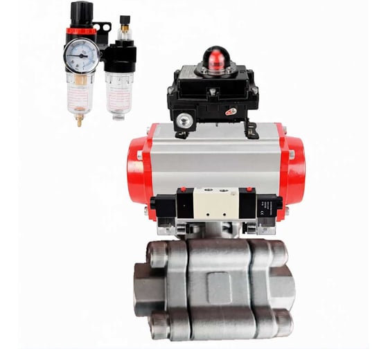 Кран шаровой DN.ru 316-316-PTFE-FP-SW-ISO-H Ду65 Ру63 под приварку, пневмопривод DA-105, пневмораспр. (2EM) 220VAC, БКВ LSB-410 Ex, БПВ D160-76264